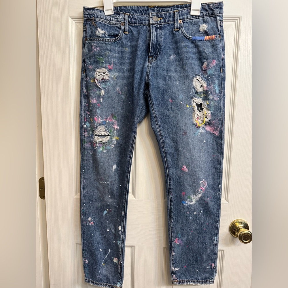 🎨 Polo Ralph Lauren Astor Slim Boyfriend Jeans | Hand-Painted | Size 29